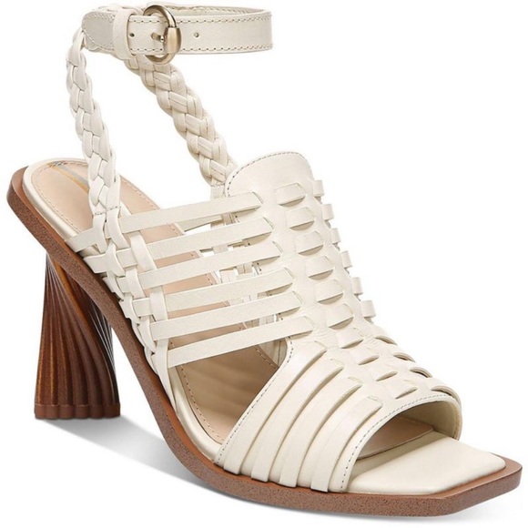 Sam Edelman Ivory Holland Leather Square-toe Huarache Heels Size 7 - Picture 12 of 14